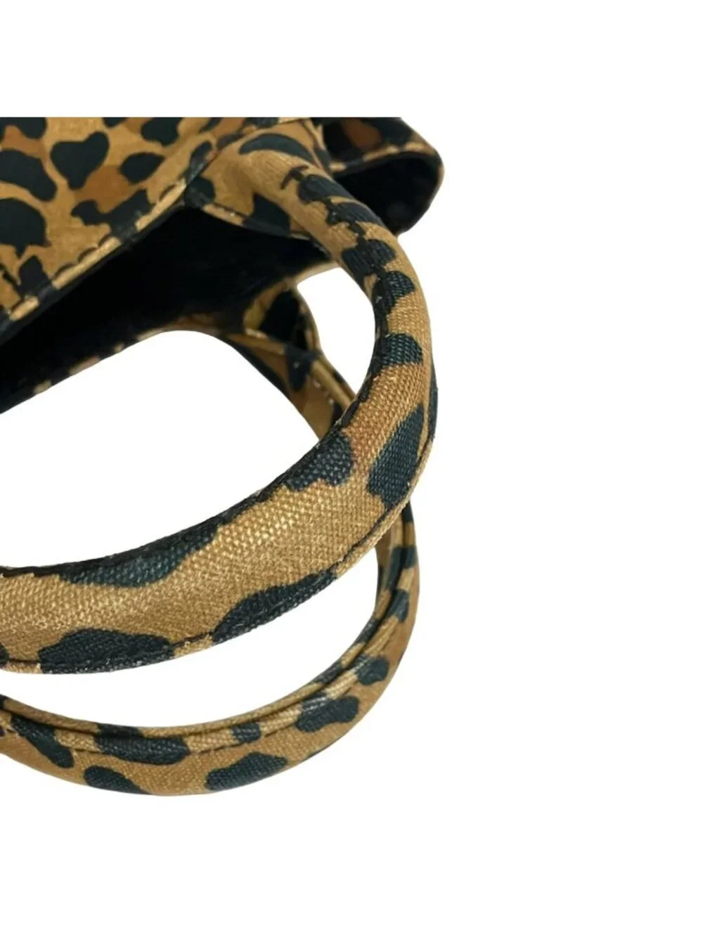 Prada Tote Canapa Light Brown Black Leopard Print